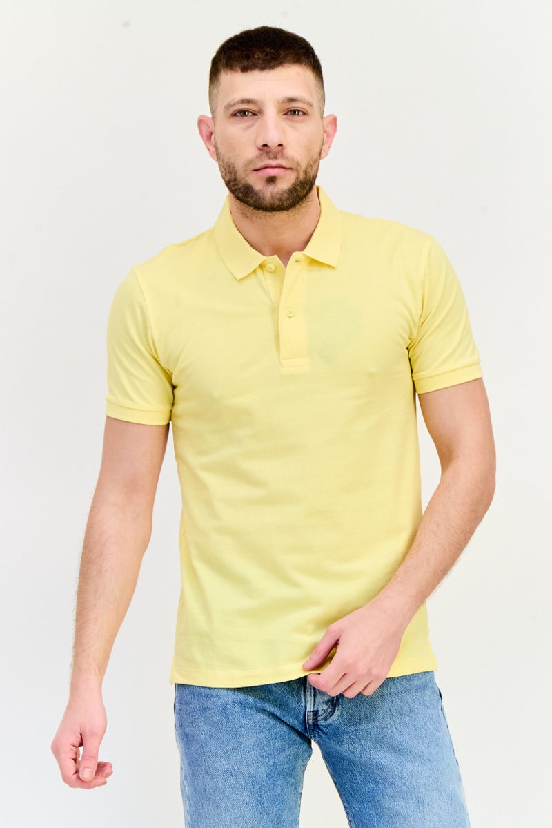 Celio Men Regular Fit Plain Short Sleeves Polo Shirt, Yellow - Image 1